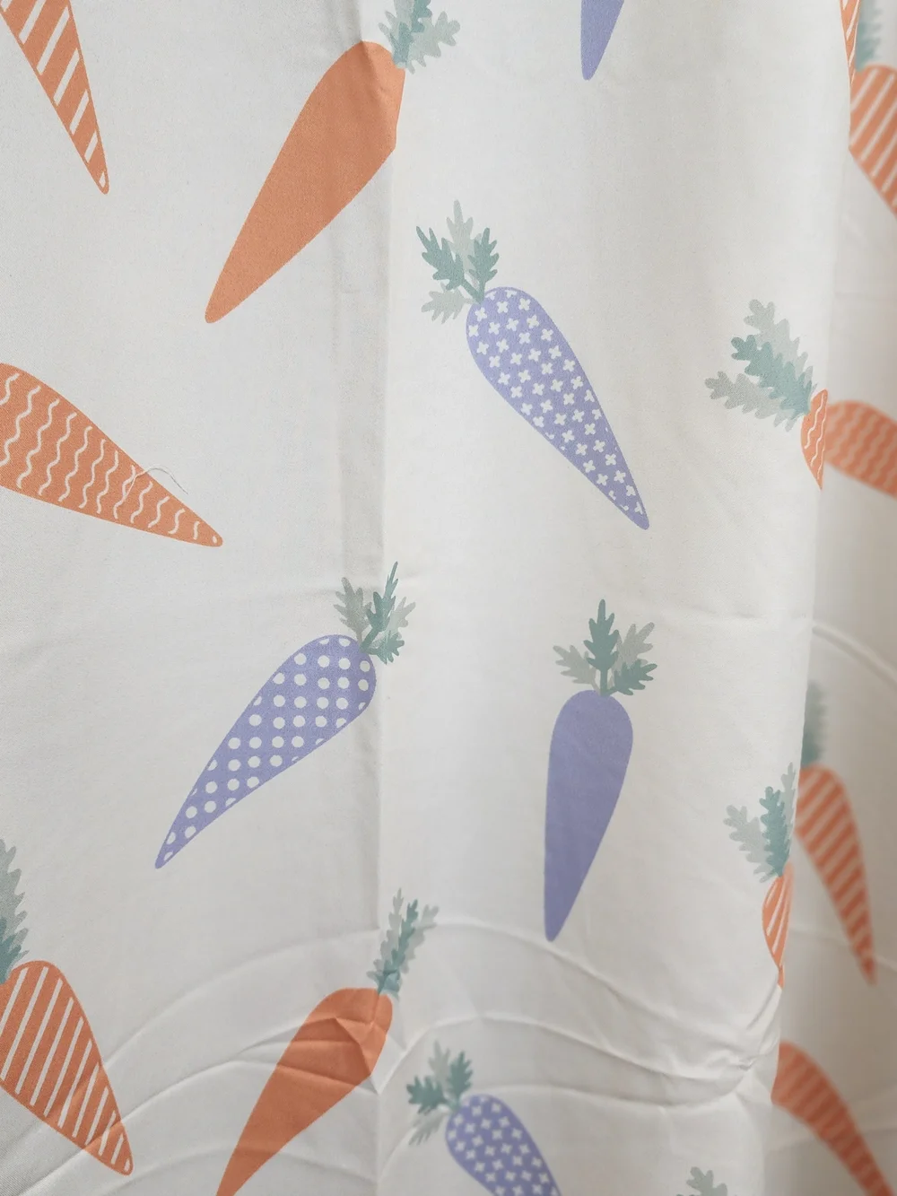 Springtime Bath Set. 6pc Carrot Pattern Shower Curtain Set - Cream/Orange/Purple